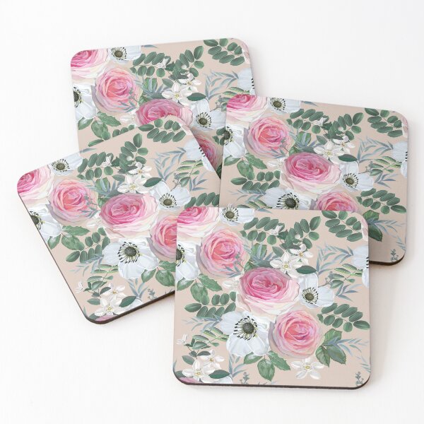 Item preview, Beautiful flowers pink roses and white flower on products designed and sold by WeeraS.