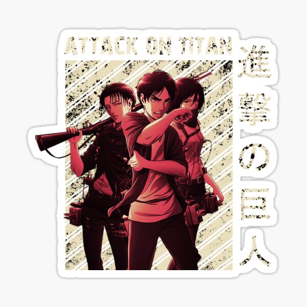 Eren and Mikasa and Levi Attack On Titan  Sticker