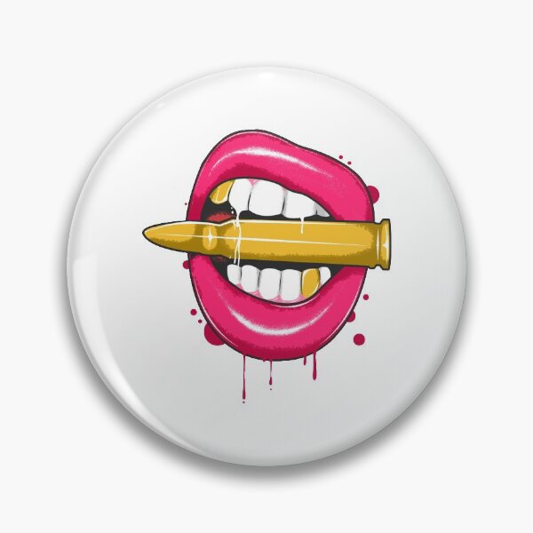 Item preview, hot lips biting bullet illustration designed and sold by EllaCat98.