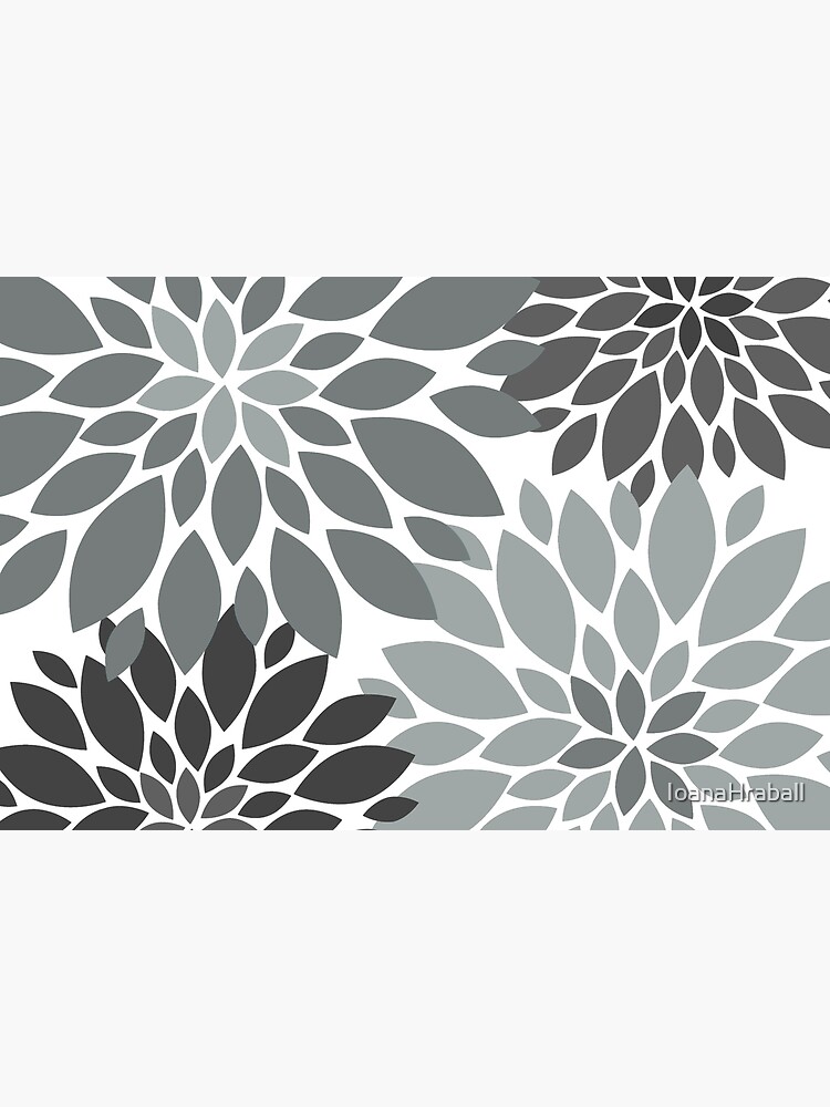Light and dark Gray Dahlia Floral Pattern by IoanaHraball