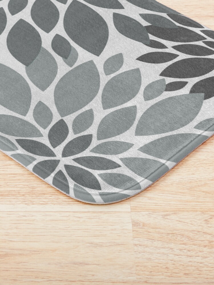 Alternate view of Light and dark Gray Dahlia Floral Pattern Bath Mat