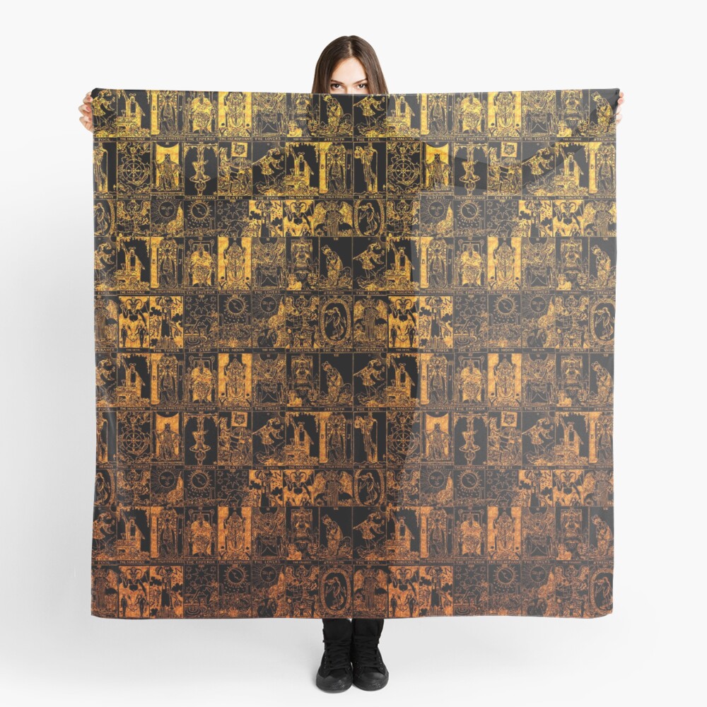 Gold and Black Tarot Print - Major Arcana Scarf