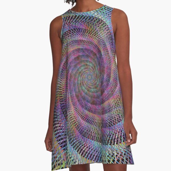 Spiral Spirograph Fractal A-Line Dress