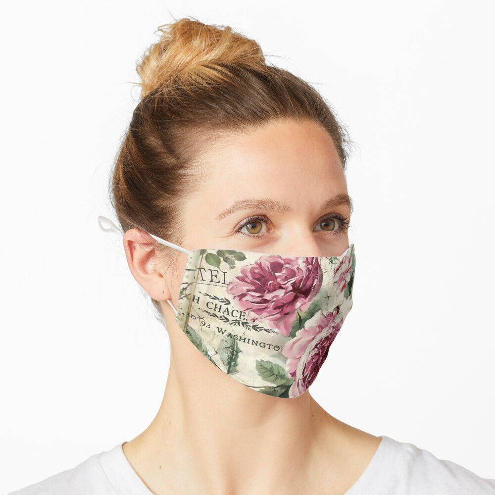 French Shabby Chic Pink Roses Mask