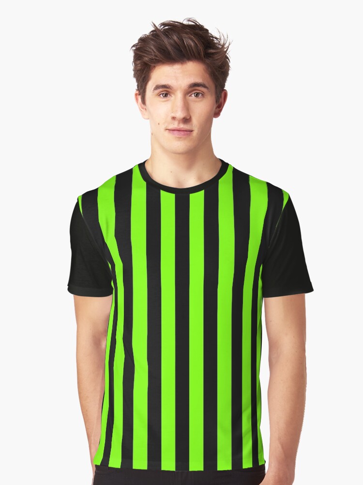 Lime Green and Black Stripes Graphic T-Shirt