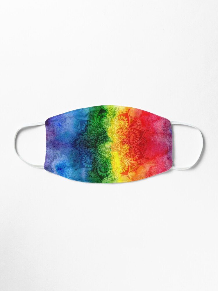 Alternate view of Pride Rainbow Watercolor Mandala Mask