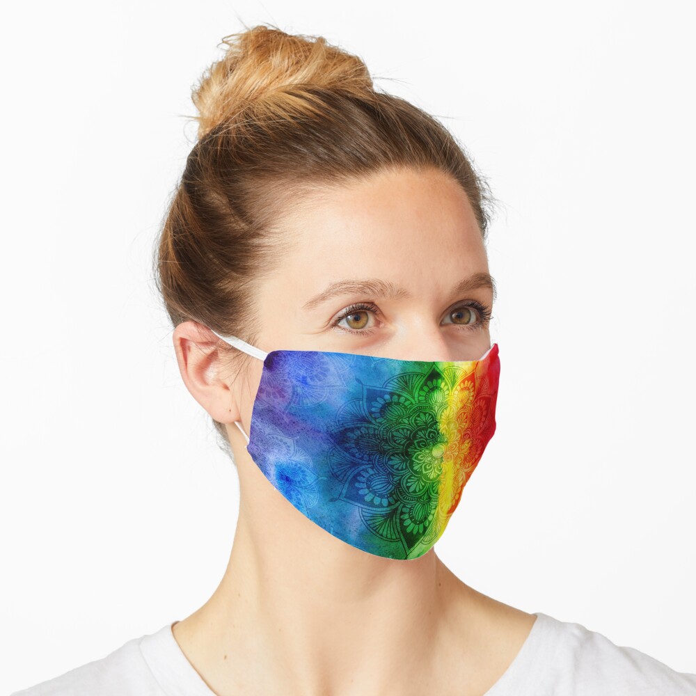 Pride Rainbow Watercolor Mandala Mask