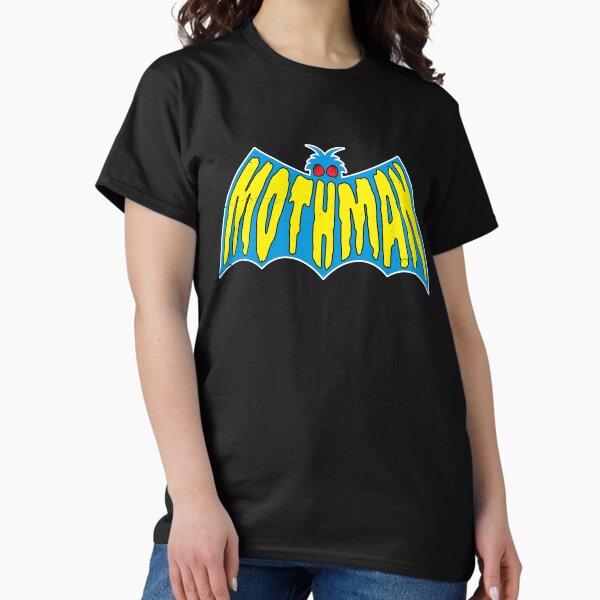 Vista previa del artículo con la obra «Logotipo de Mothman Vintage azul y amarillo», diseñado y vendido por petestyles.