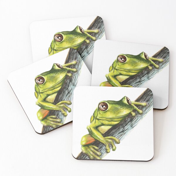Item preview, Green tree frog on branch designed and sold by headpossum.