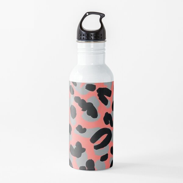 Pink, Gray, Black Animal Print Water Bottle
