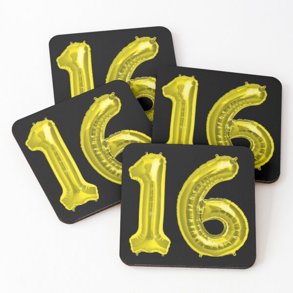Item preview, Yellow Gold and Black 16th Birthday Metallic Helium Balloons Numbers designed and sold by Birthdates.