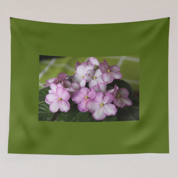 Item preview, African Violets on Green Tablecloth designed and sold by coffeebean.
