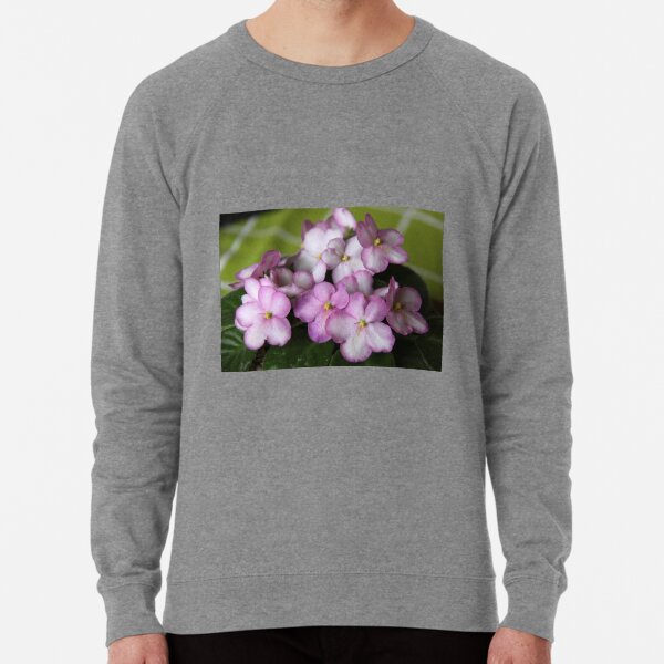 African Violets on Green Tablecloth Lightweight Sweatshirt