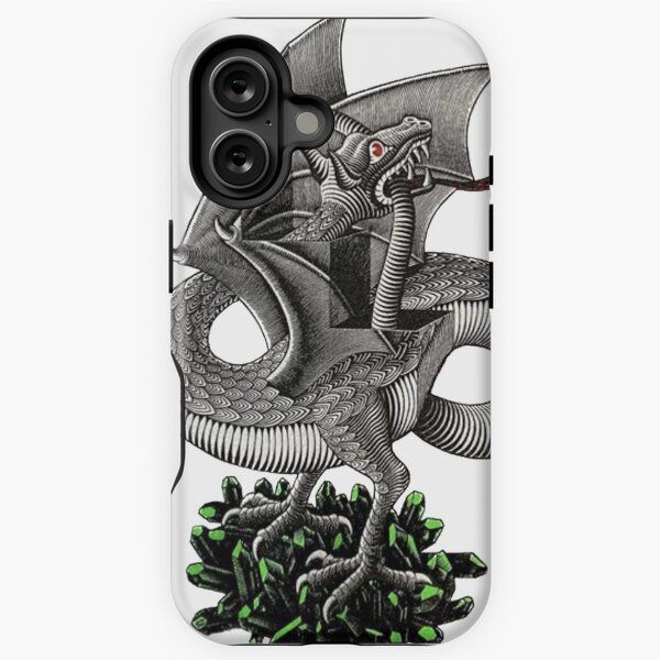 Aperçu de l'œuvre T-shirt MC Escher avec illustration de dragon et de pierres précieuses M.C. Escher McEscher Illusion d'optique vintage créée et vendue par jackyboi.
