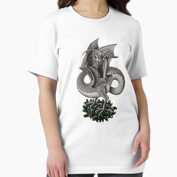 Vista previa del artículo con la obra «Camiseta con ilustración de dragón y gemas de MC Escher Ilusión óptica vintage de McEscher», diseñado y vendido por jackyboi.