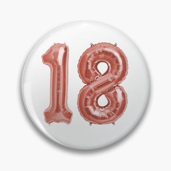Artikelvorschau, Roségoldene Metallic-Heliumballons mit Zahlen zum 18. Geburtstag entworfen und verkauft von Birthdates.