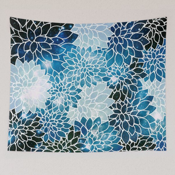 Item preview, Galaxy Space Dahlias Turquoise Blue Teal designed and sold by 2sweetsDesign.