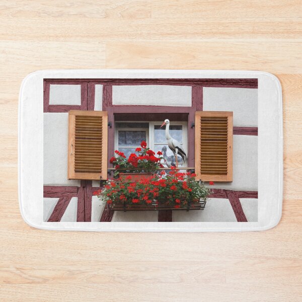 Item preview, Window with Stork Ornaments and Geraniums designed and sold by Yair Karelic.