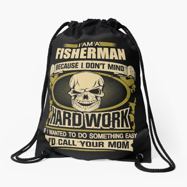 Funny Fishing Fisher Fisherman Fishing Themed Gift Drawstring Bag - TeeHex