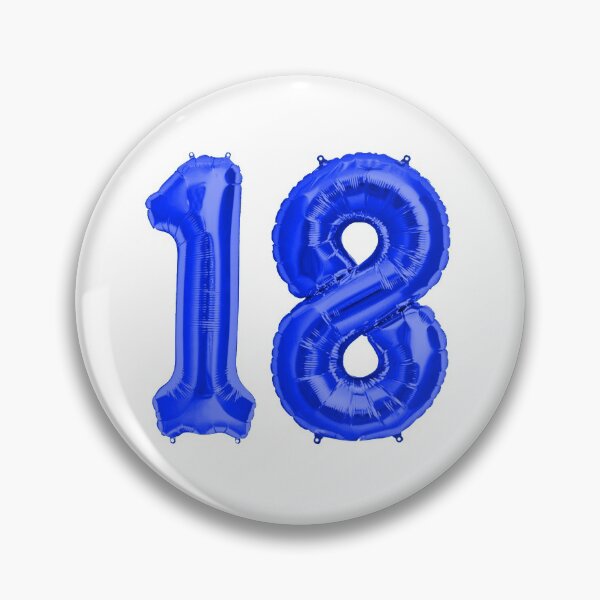 Artikelvorschau, Blaue Metallic-Heliumballons zum 18. Geburtstag mit Zahlen entworfen und verkauft von Birthdates.