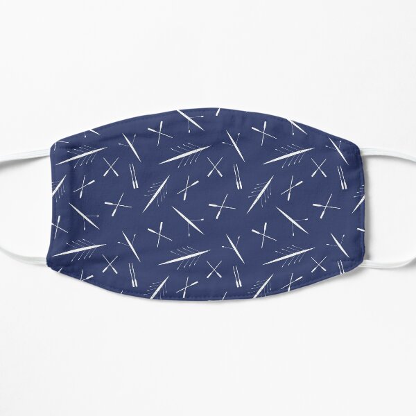Rowing Club Navy Blue and White Scull Pattern Flat Mask