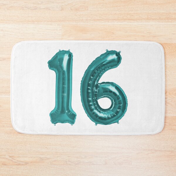 Item preview, Aqua Blue 16th Birthday Metallic Helium Balloons Numbers designed and sold by Birthdates.