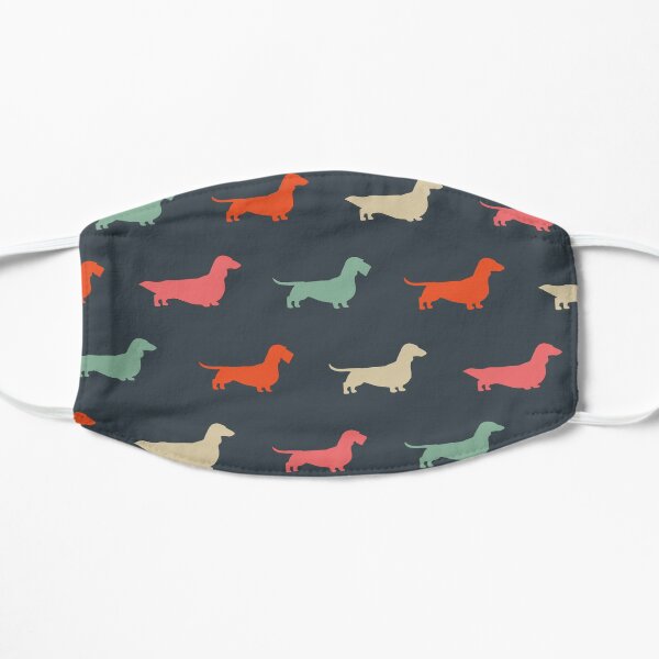 Dachshund Silhouettes Pattern | Colorful Longhaired, Wirehaired and Smooth Coated Wiener Dogs Flat Mask
