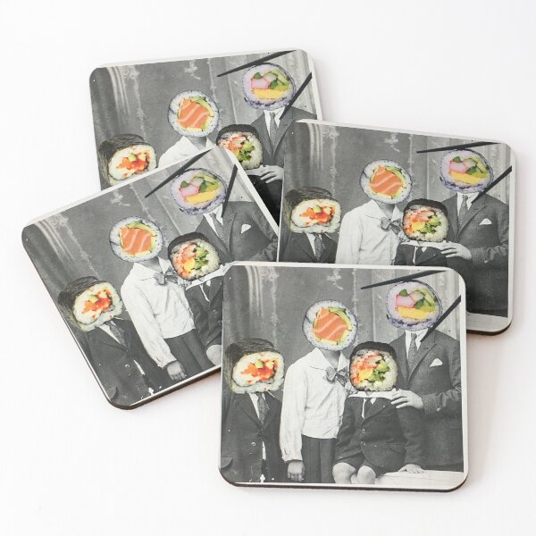 Aperçu de l'œuvre FAMILLE SUSHI! - collage photo recyclé et recyclé créée et vendue par MikesArtChi.