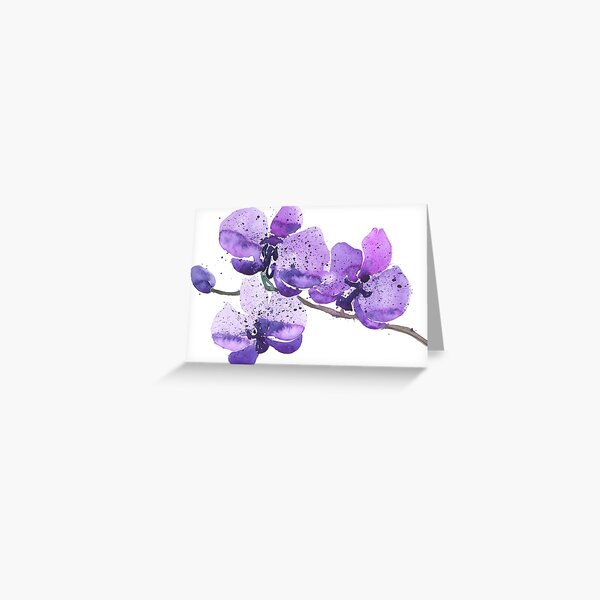 Purple Orchid Watercolor Greeting Card