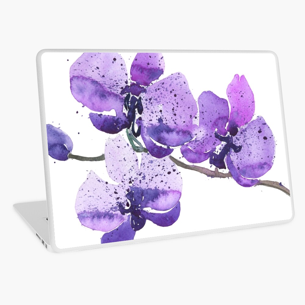 Purple Orchid Watercolor Laptop Skin