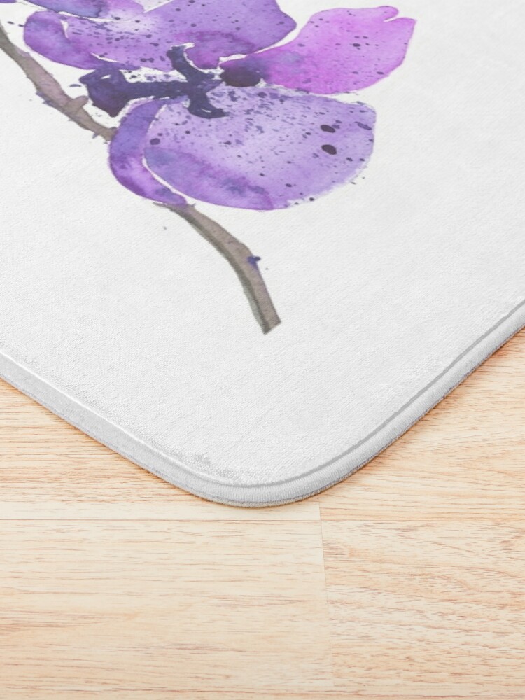 Alternate view of Purple Orchid Watercolor Bath Mat