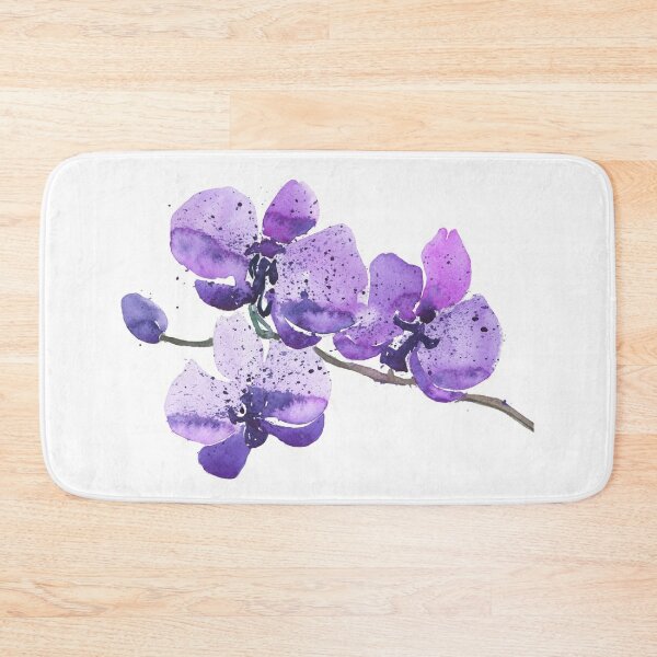 Purple Orchid Watercolor Bath Mat