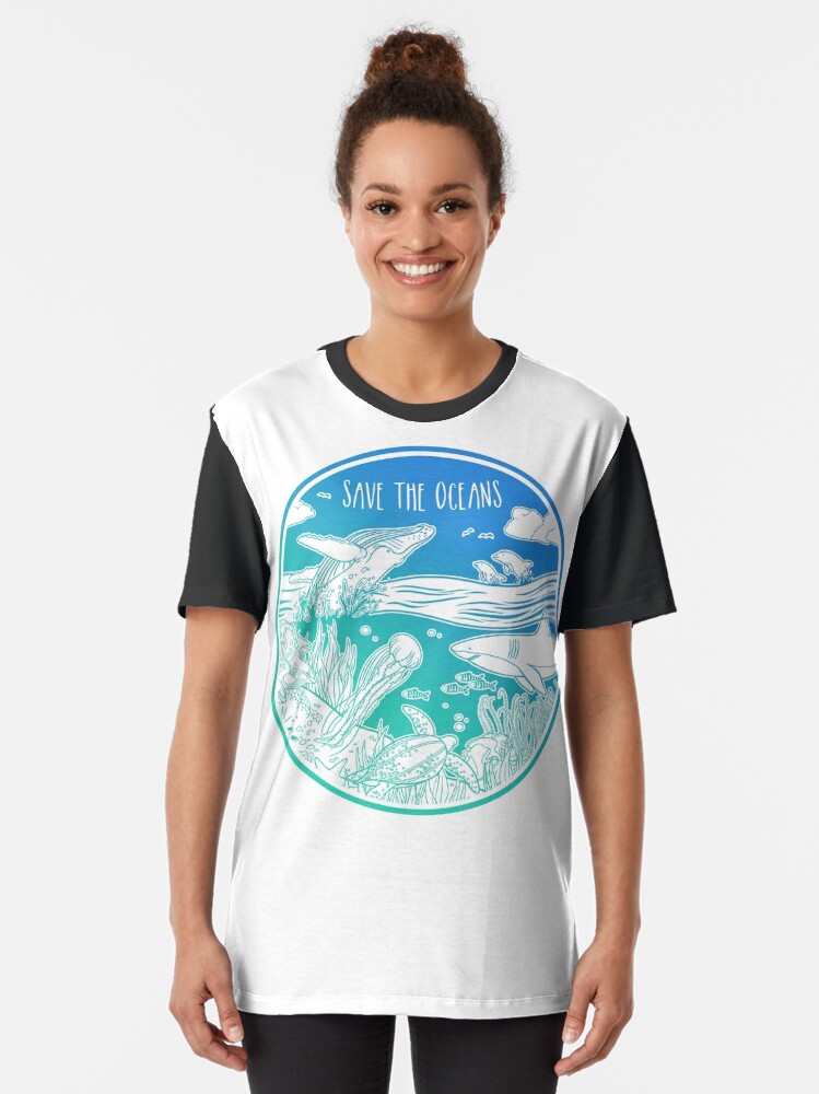 Thumbnail 2 von 5, Grafik T-Shirt, Rettet die Ozeane! designt und verkauft von Chikagi.