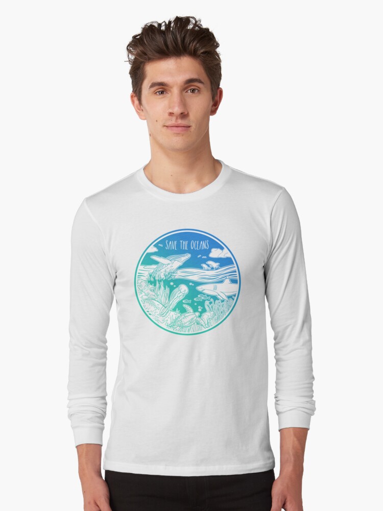 Thumbnail 1 von 5, Langarmshirt, Rettet die Ozeane! designt und verkauft von Chikagi.