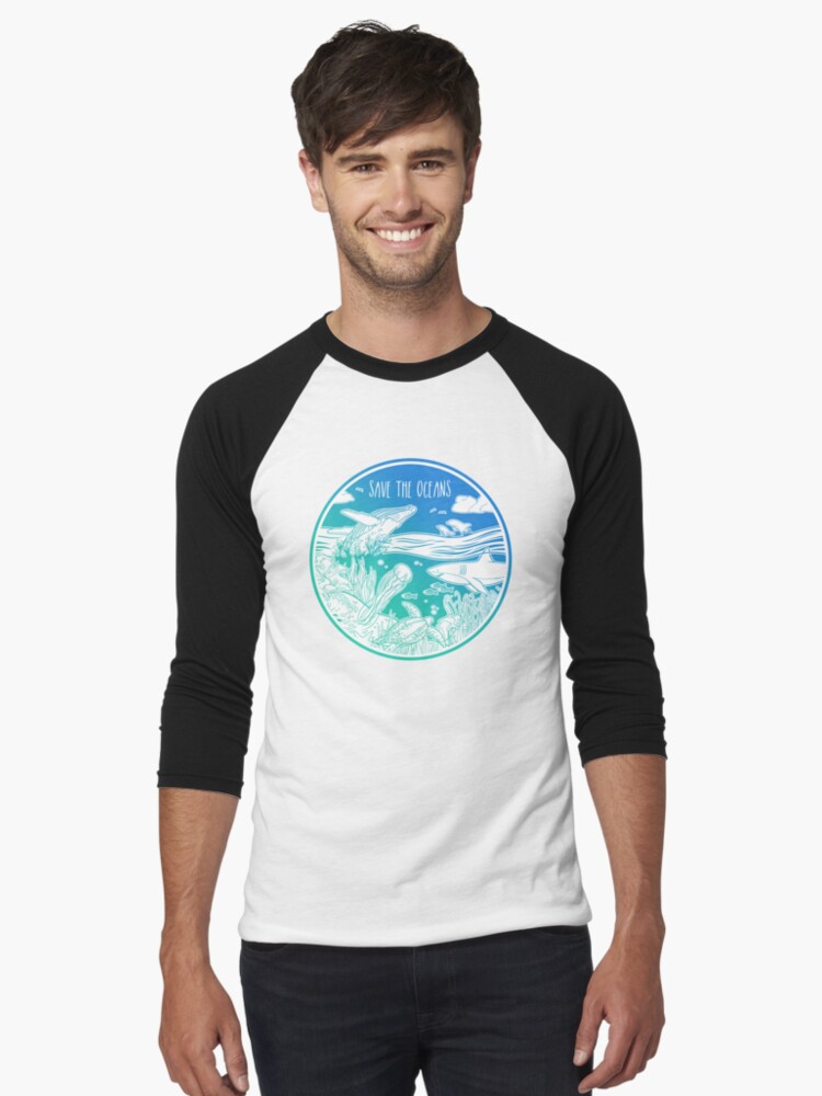 Thumbnail 1 von 3, Baseballshirt mit 3/4-Arm, Rettet die Ozeane! designt und verkauft von Chikagi.