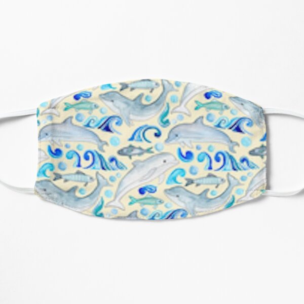 Cute dolphins, vibrant colors design Flat Mask