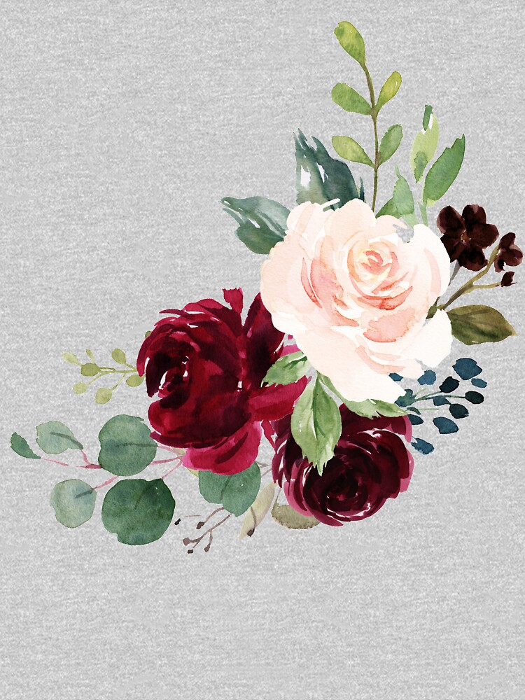 Pink burgundy floral bouquet Sticker for Sale by junkydotcom