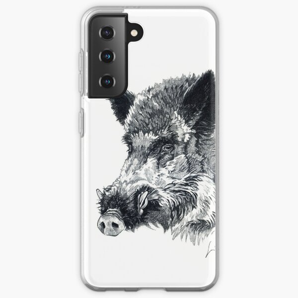 Wild boar head drawing Samsung Galaxy Soft Case