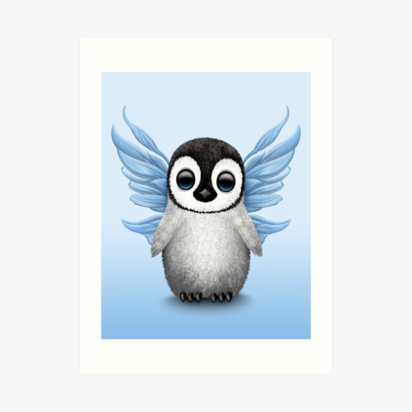 Cute Baby Penguin With Blue Fairy Wings Art Print By Jeffbartels Redbubble