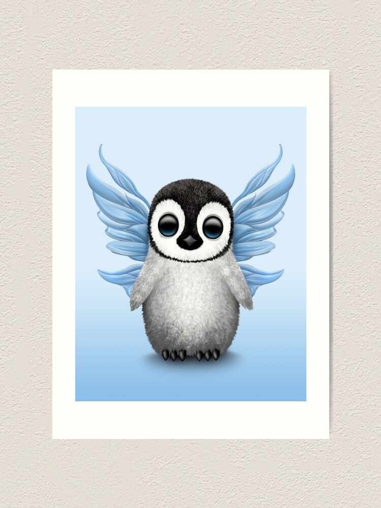 Cute Baby Penguin With Blue Fairy Wings Art Print By Jeffbartels Redbubble