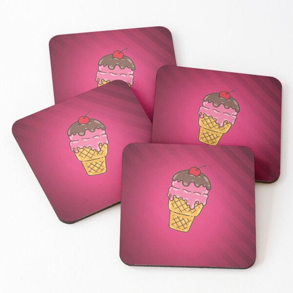 Aperçu de l'œuvre Ice cream cone on pink stripes créée et vendue par Netsrotj.