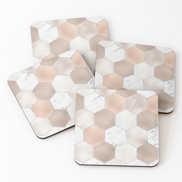 Marble White Coasters - Set of 4