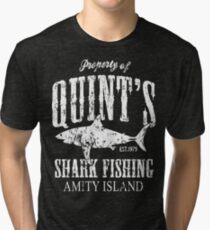 Quints Shark Fishing Amity Island Tri-blend T-Shirt