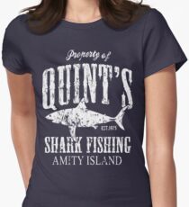 Quints Shark Fishing Amity Island Women's Fitted T-Shirt