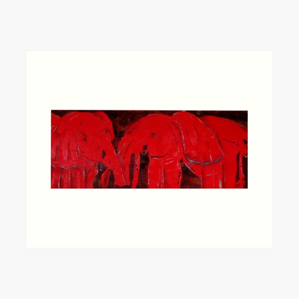 Dancing with Red Elephants Art Print
