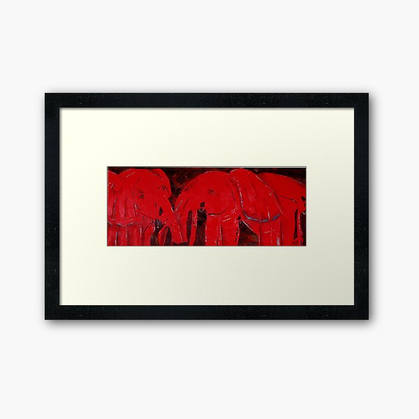 Dancing with Red Elephants Framed Art Print