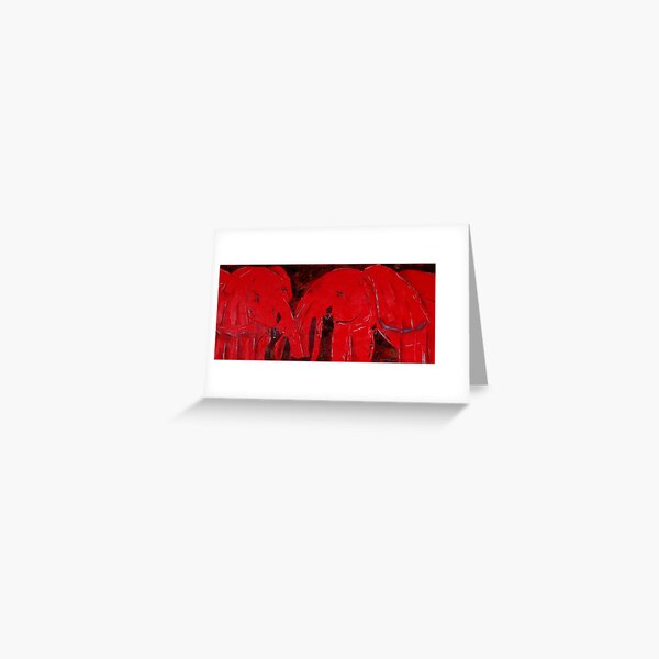 Dancing with Red Elephants Greeting Card