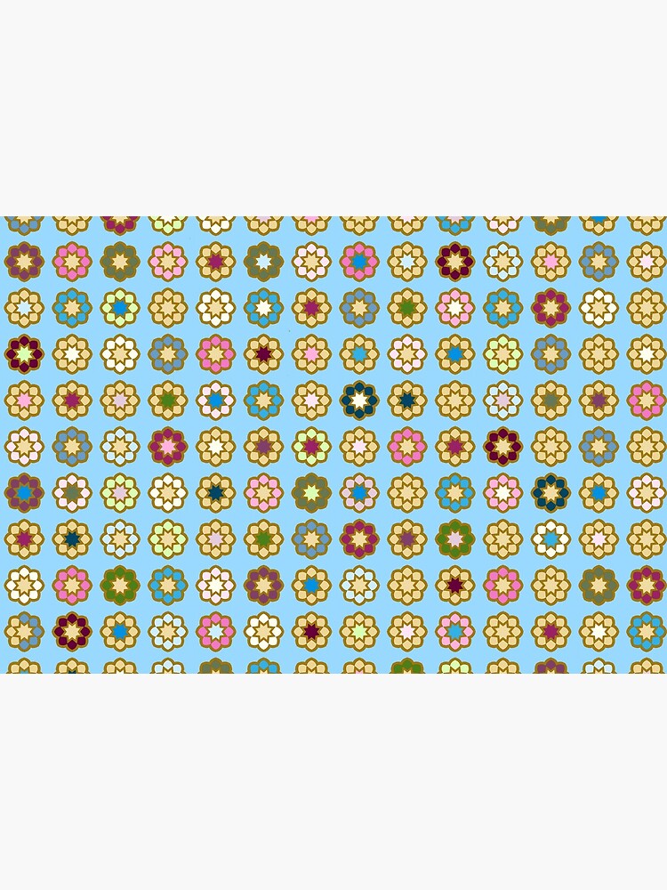« Parterre de fleurs, fond bleu, hippie style » par patricmouth