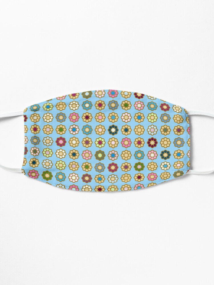 Masque ''Parterre de fleurs, fond bleu, hippie style' : autre vue