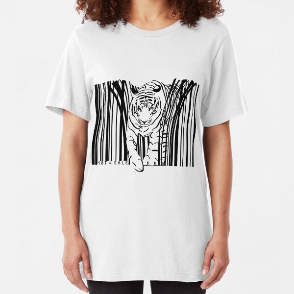 endangered TIGER BARCODE illustration Slim Fit T-Shirt